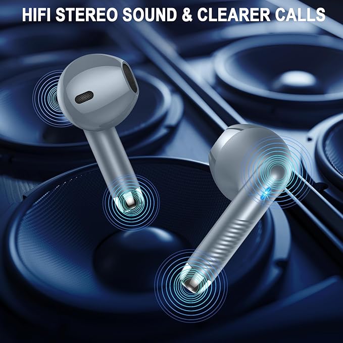 Wireless Earbuds, Bluetooth 5.3 Ear Buds LED Power Display Headphones Bass Stereo, Bluetooth Earbuds in-Ear Noise Cancelling Mic, 40H Playback Mini Case IP7 Waterproof Sports Earphones for Android iOS