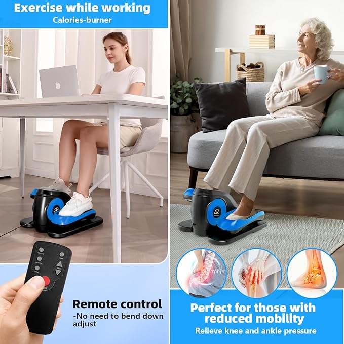 ANCHEER Under Desk Elliptical, Ellipse Leg Exerciser for Seniors Fully Assembled , Electric Seated Pedal Exerciser with Remote Control & 12 Adjustable Speed/Resistance
