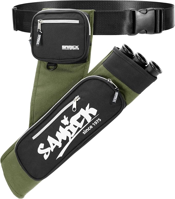 Archery Arrow Quiver - Adjustable Waist Hanged Quiver with 3 Removable Tubes & Pockets for Archery Arrows Case & Equipment - Ideal for Hunting & Target Practice - Right Handed Only