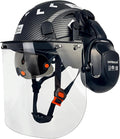 Forestry Safety Helmet with Build-in Visor Mesh Face Shield Ear Muffs 4 in 1 Chainsaw Safety Hard Hats
