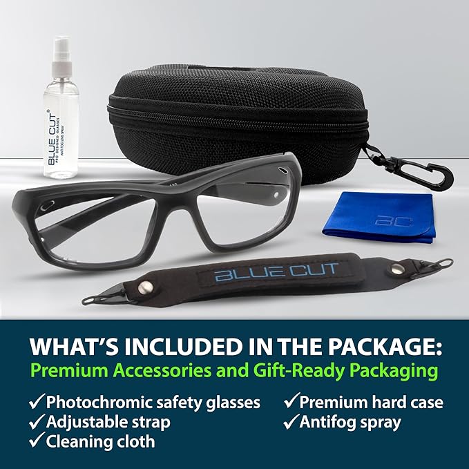 BLUE CUT Sports Protection Goggles, Photochromic Lenses Safety Glasses for Basketball, Pickleball Indoor Outdoor Sports