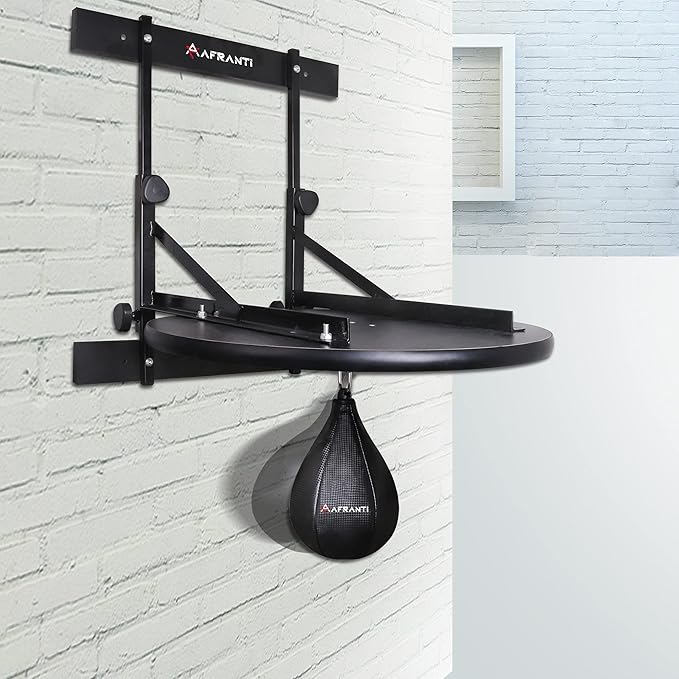 Heavy Duty Adjustable Speed Bag Platform Kit 24" + Speed Punching Ball (10"x7") Adjustable Height Wall Mount Professional Fitness Ball Boxing Reaction Training Kit