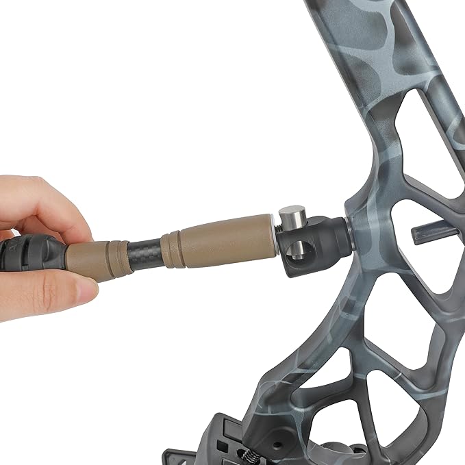AMEYXGS Archery Bow Stabilizer for Compound Bow, 3K Carbon Fiber 6", 8", 10", 12" 15" Rods, Damping System, Weights Kit, Single Side V-Bar Mount,Quick Disconnect