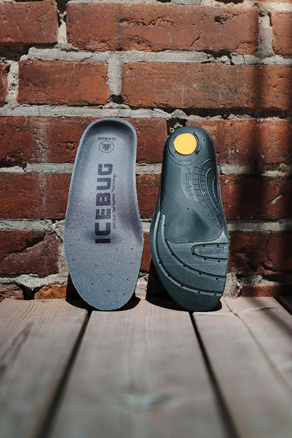 Icebug Comfort Insoles with Dynamic Arch Support, Charcoal Medium Arch, M 6/W 7.5-8