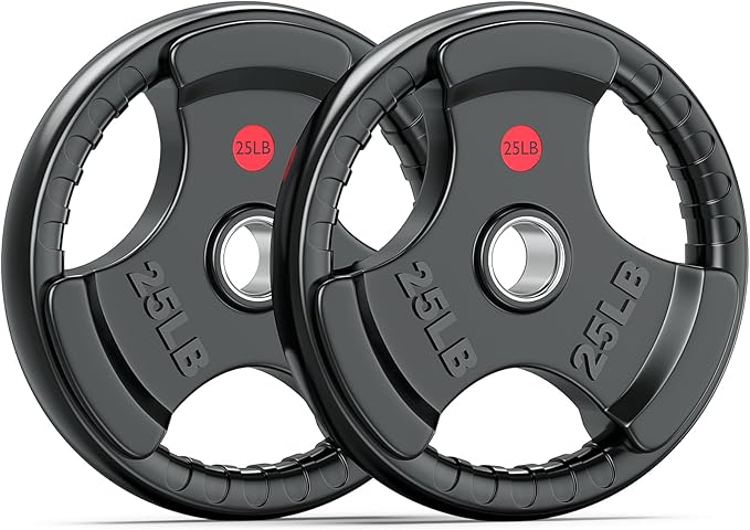 XDDIAS Rubber Weight Plates for Barbell, 2-Inch Olympic Grip Plate for Strength Training, Weightlifting and Bodybuilding in Home & Gym, Solid Cast Iron Weight Plates Pair and Sets