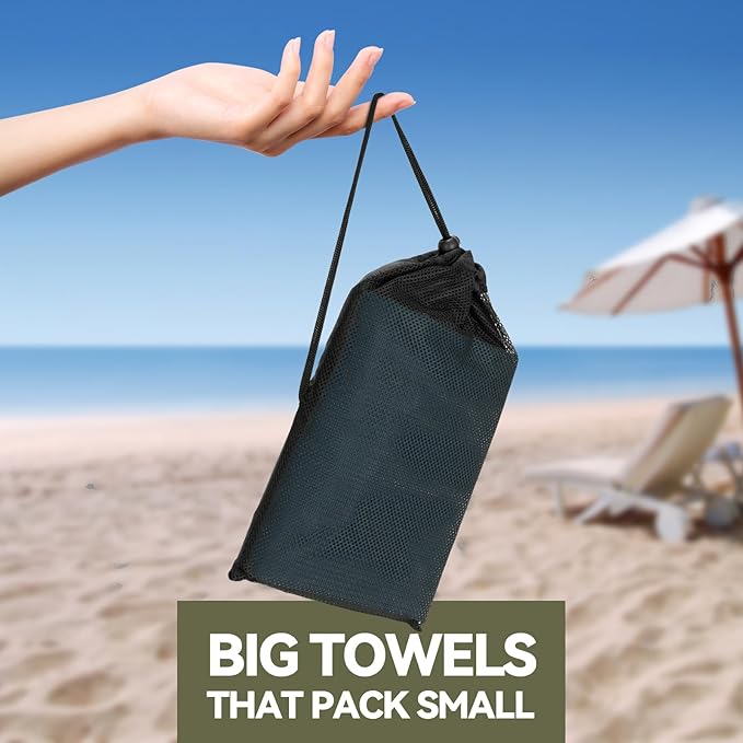 Microfiber Beach Towel-Perfect for Travel, Sports, Camping, Swimming, Yoga, Gym- Quick Dry, Sand Free, Compact, Lightweight, Absorbent (Navy Blue,Large(160x90cm, 63x35”))