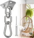 Hammock Hanging Kit, Porch Swing Hanging Kit 1200 Lb Capacity, Hammock Ceiling Hooks Heavy Duty 360°Rotating Hanging Swing Chair Hardware for Hammock Chair Stand, Porch, Yoga, Gym, Silver