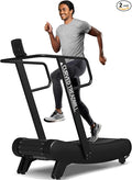 Mikolo Curved Manual Treadmill, Non Electric Treadmill with 8 Resistance Levels, LCD Digital Monitor Shock Absorption, Multi-Grip Adjustable Handrails, Non-Slip Belt