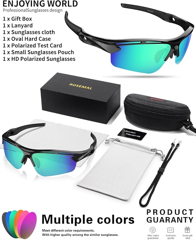 Polarized Sports Sunglasses for Men Women,UV400 Protection Sunglass for Running Cycling Fishing Hiking TR90