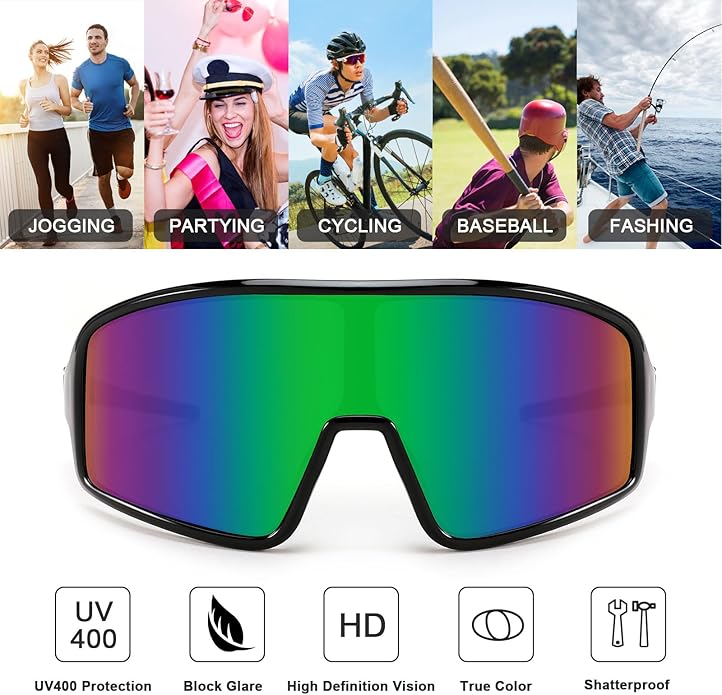 Karsaer Vision Sports Sunglasses Cycling Glasses Baseball Softball Sunglasses Unisex for Adult Youth Kids Boys Girls 8-16