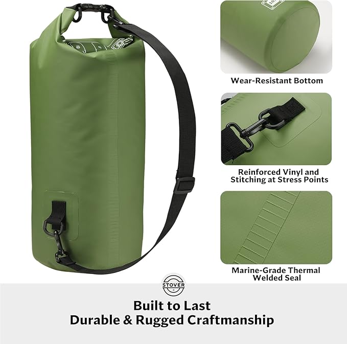 STOVER 5/10/25/30/40/55L Waterproof Backpack- Floating Dry Bag for Kayaking, Travel, Beach, Hiking, & Camping, Men/Women