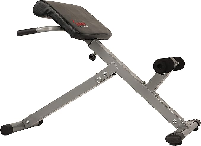 Sunny Health & Fitness Foldable Hyperextension Roman Chair w/Back Extension, Home Gym Sit Up Bench for Glute & Ab Workouts, Optional Adjustment Incline & Multi-Function Heavy-Duty Exercise Equipment