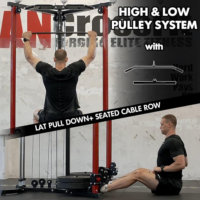 Mikolo Cable Crossover Machine, Functional Trainer with 17 Adjustable Positions, Home Gym Equipment with High and Low Pulley System for LAT Pulldowns and Seated Cable Row, Cable Fly Machine