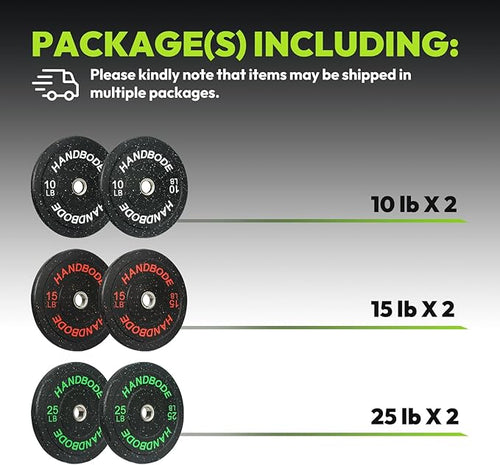 2-Inch Bumper Plates High Bounce, Olympic Weight Plate Set 45/100/160/190/260/300lb, Barbell Weight Plates Set for Home Gym, Colored Weights Rubber Strength Training Plate for Weight Lifting