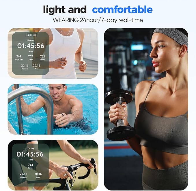 Smart Ring with Sleep Monitoring, No APP Subscription, 10-Day Battery Life, Stress/Heart Rate/Women's Health Tracker, Android & iOS Compatible (Silver, 11)