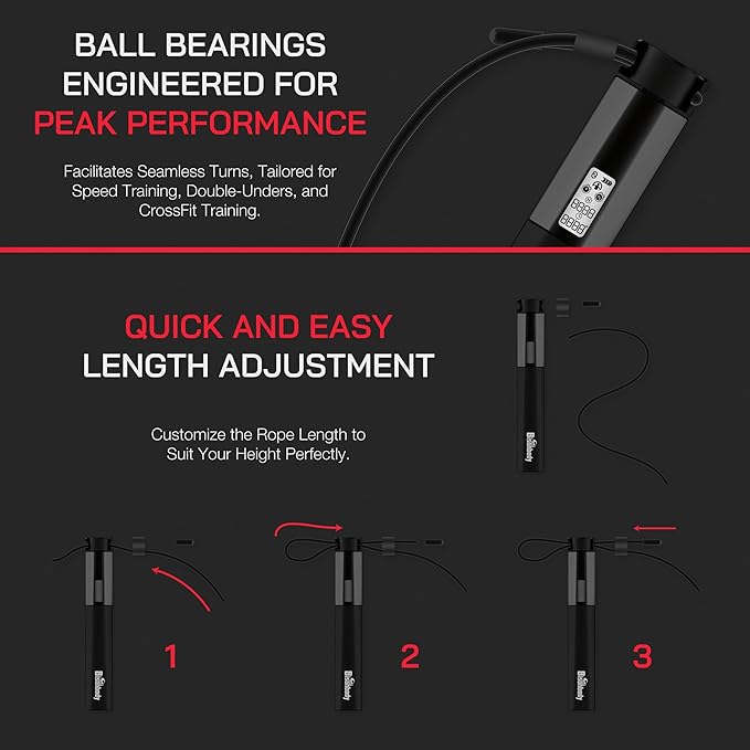 Smart Jump Rope Fitness Skipping Rope with App – 2 Function Modes – Classic 3m Rope & Ropeless Shortballs – Bluetooth Skipping Rope with Fitdays+ App for Seamless Progress Tracking