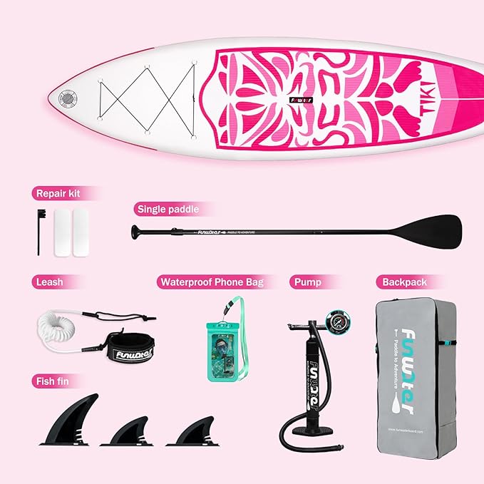 FunWater Inflatable Ultra-Light Stand Up Paddle Board for All Skill Levels with Premium SUP Paddleboard Accessories,Non-Slip Comfort Deck for Youth & Adults