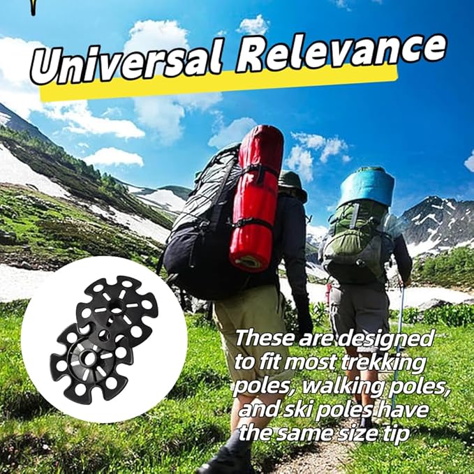 Walking Stick Tips,Removable Mud Ski Basket Trekking Pole Snowflake Basket,Removable Mud Ski Basket Replacement Accessory for Hiking Poles(8 PCS)