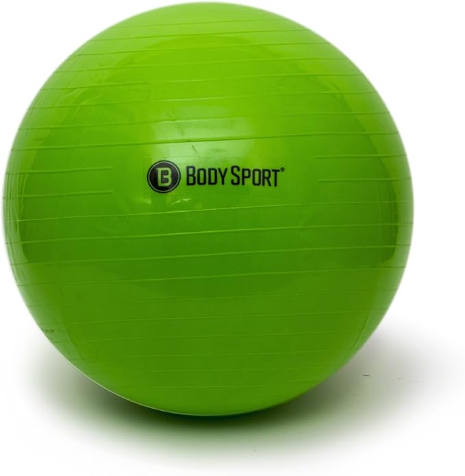 Body Sport Exercise Ball with Pump for Home, Gym, Balance, Stability, Pilates, Core Strength, Stretching, Yoga, Fitness Facilities, Desk Chairs