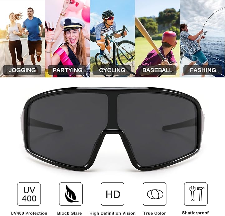 Karsaer Vision Sports Sunglasses Cycling Glasses Baseball Softball Sunglasses Unisex for Adult Youth Kids Boys Girls 8-16