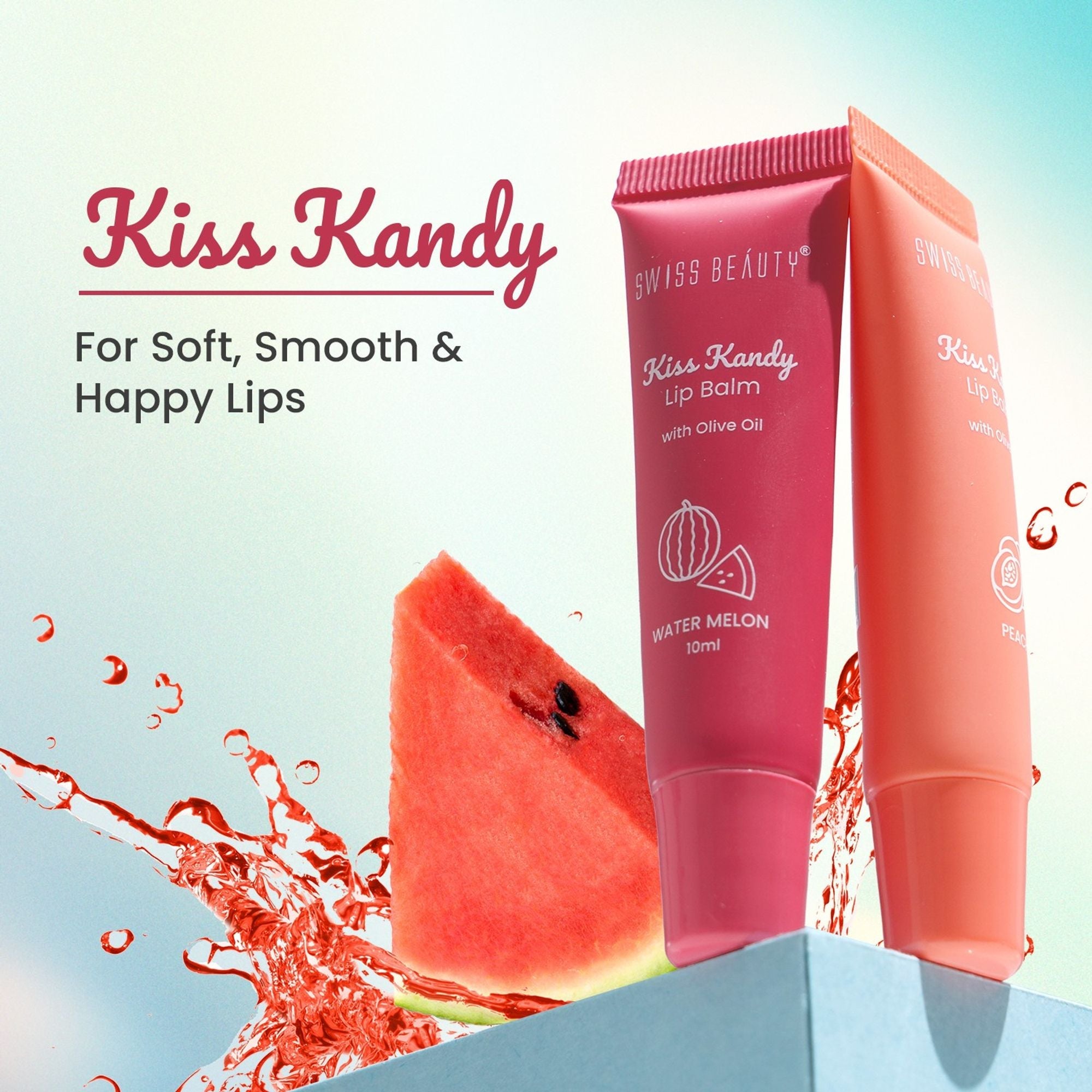 Swiss Beauty Kiss Kandy Tinted Lip Balm | Non-Sticky with Olive Oil & Vitamin E - 7 Strawberry