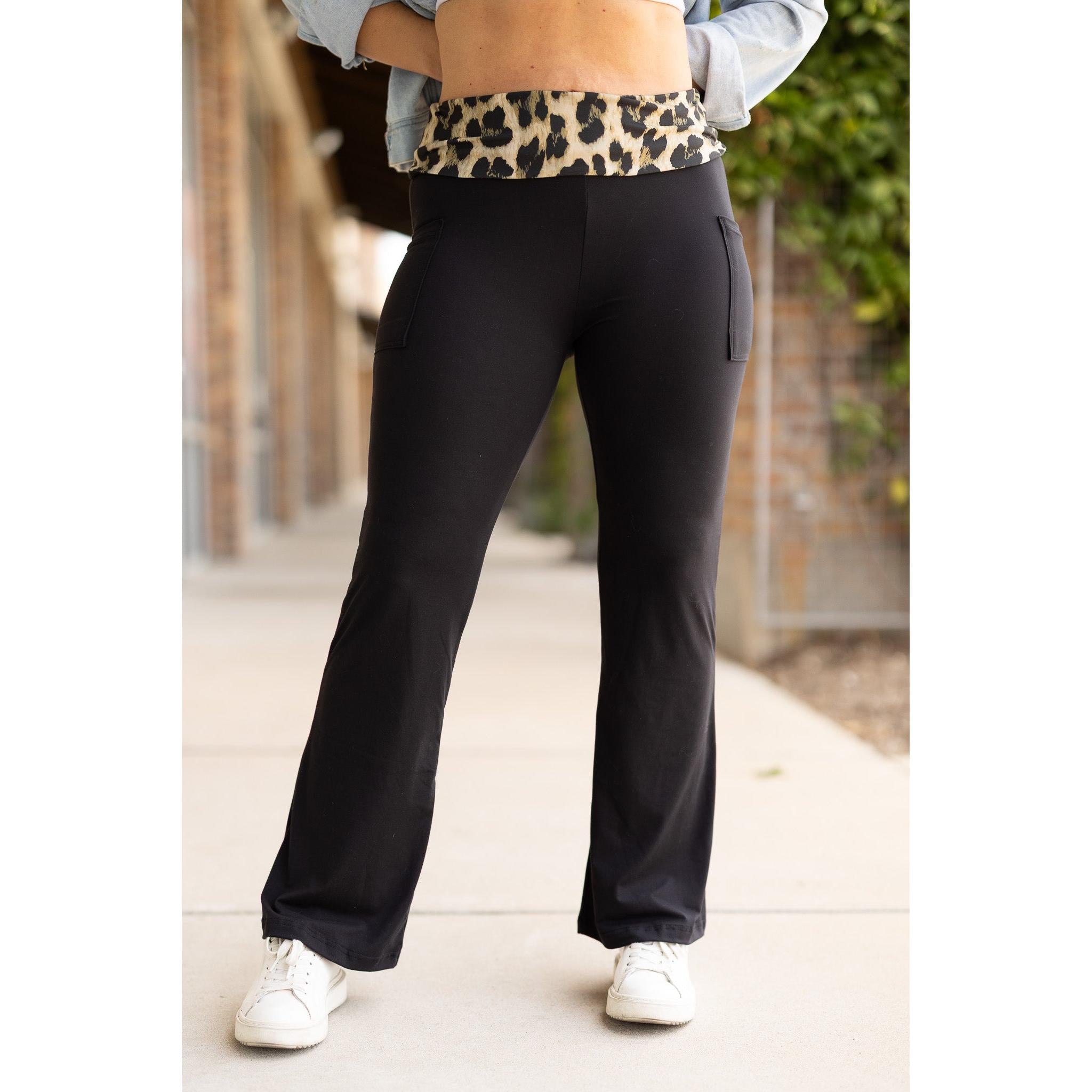 Ready to Ship | The Kristen - Leopard Fold Over Bootcut Leggings