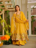 Teeya Creation Yellow Color Crunchy Silk Fancy Wedding Wear Palazzo Set