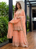 Joban Fashion Orange Georgette Embroidered Sharara Set