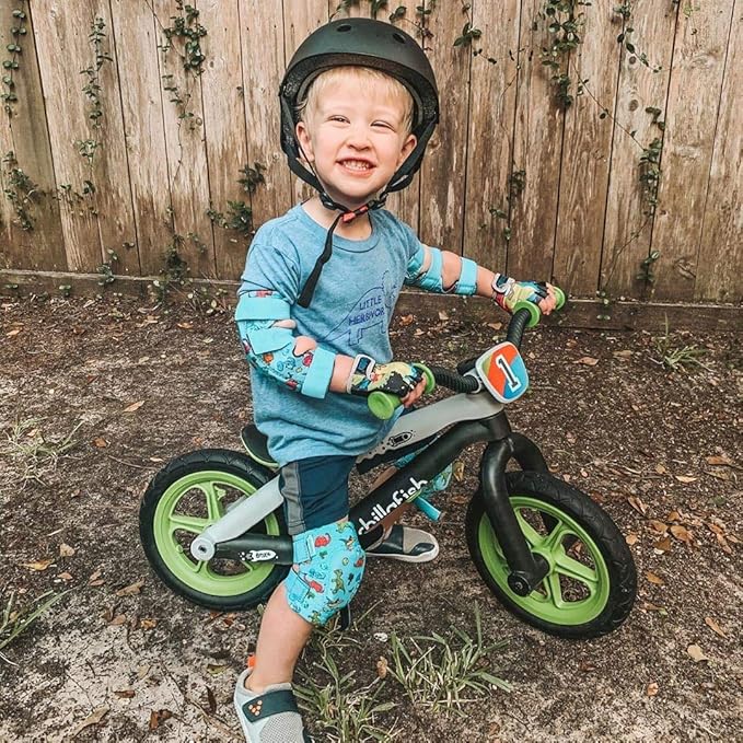 Soft-Style Kids Knee and Elbow Pads with Bike Gloves, Flexible Impact-Resistant Gear for Ages 2-11, Designed for Balance Bikes, Roller-Skating, and Skateboarding