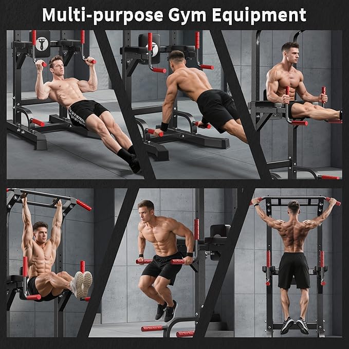 SogesHome Adjustable Pull Up Bar & Dip Station, Heavy Duty 500LB Capacity Multifunctional Home Gym Fitness Equipment for Strength Training, Push Up Stand for Arm, Back, Core & Full Body Workout