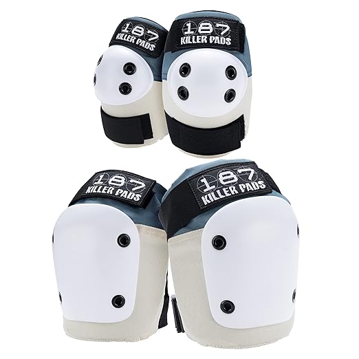 187 KILLER PADS Knee Pads, Elbow Pads Combo Pack, Stone Blue, Small/Medium