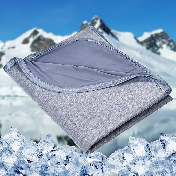 HOMFINE Cooling Blankets for Hot Sleepers - Summer Blanket Thin Lightweight Breathable Soft Double Side Enhanced Cooling for Bed Couch Sofa, Keep Cool for Night Sweats (Blue, 50 x 70 inches)