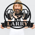 Custom Name Gym Metal Sign for Home Workout Room, Powerlifting Garage Center Motivational Decor, Personalized Fitness Wall Art Gift for Women, Men, Dad, Papa, Grandpa, Mother, Sister, Girls