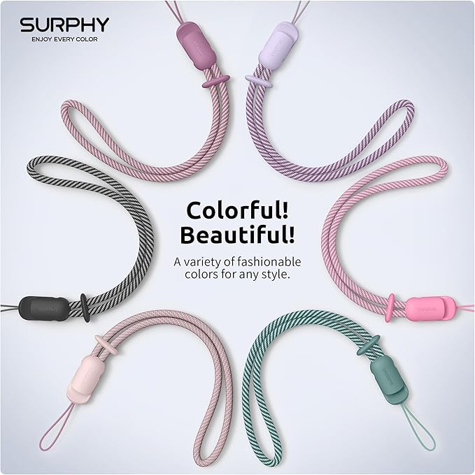 SURPHY 3 Pack Phone Wrist Strap with CellPhone Tether Tab, Cellphone Lanyard, Phone Strap with 2-Color Braided, Wrist Lanyard