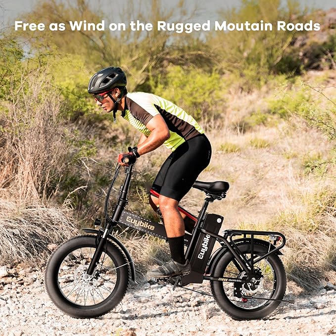 1000W Folding Electric Bike, 48V 20AH Large Removable Battery E Bike, 30+MPH, 80 Miles Max Range, 20" Fat Tire Electric Bike for Adults, Adult Electric Bicycles for Commute Beach Snow