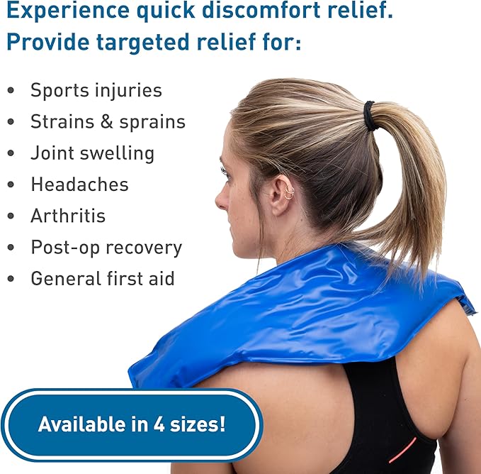 BodyMed Reusable Vinyl Ice Pack (2-Pack) for Neck - Professional Grade Cold Therapy for Injuries, Aches, Swelling, Bruises, Sprains - 23 in. Long (Neck Contour)