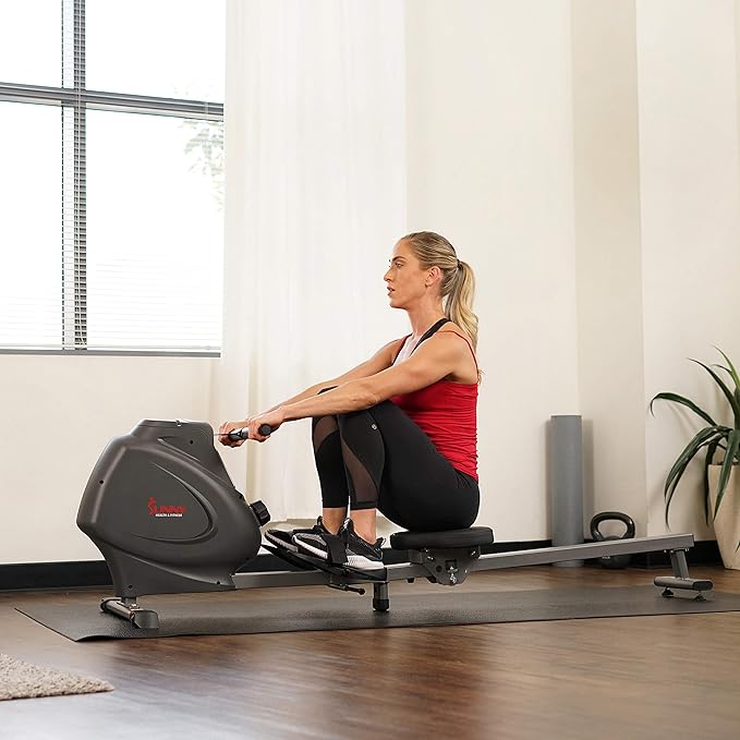 Sunny Health & Fitness Magnetic Rowing Machine for Home Exercise, Quiet & Smooth Rower with Compact Storage and Optional Free SunnyFit App Connectivity