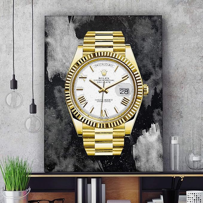 SuccessHunters Luxury Gold Watch Canvas Print Office Wall Decoration Home Decor Modern Art Prints Inspiration Motivation Inspire Entrepreneur Quote Inspirational Motivational House Decal (48" x 36")