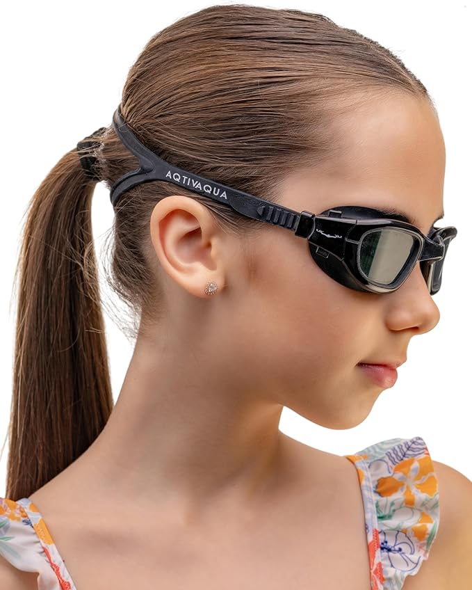 AqtivAqua Swimming Goggles for Kids, MINI-DX Wide View Swim Goggles for Kids Boys Girls, Anti Fog No Leaking