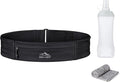 Running Belt with 400ml Soft Flask, Extension Strap & Phone Holder, Adjustable Running Fanny Pack with Gym Towel, Waterproof Belt Bag for Women Men for Jogging Marathon (Black, Large)