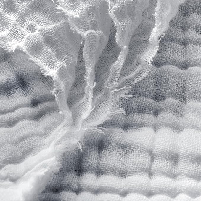 Carriediosa 100% Cotton Muslin Throw Blanket 90" X 90" Queen Size，4-Layers Summer Gauze Throws for Bed Couch，Soft Lightweight Breathable Linen Blankets Bedspread for Adults All Season，Grey