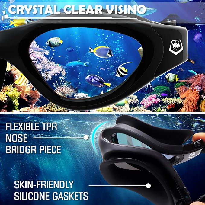 WIN.MAX Polarized Swimming Goggles Swim Pool Goggles Anti Fog Anti UV No Leakage Clear Vision for Men Women Adults Teenagers