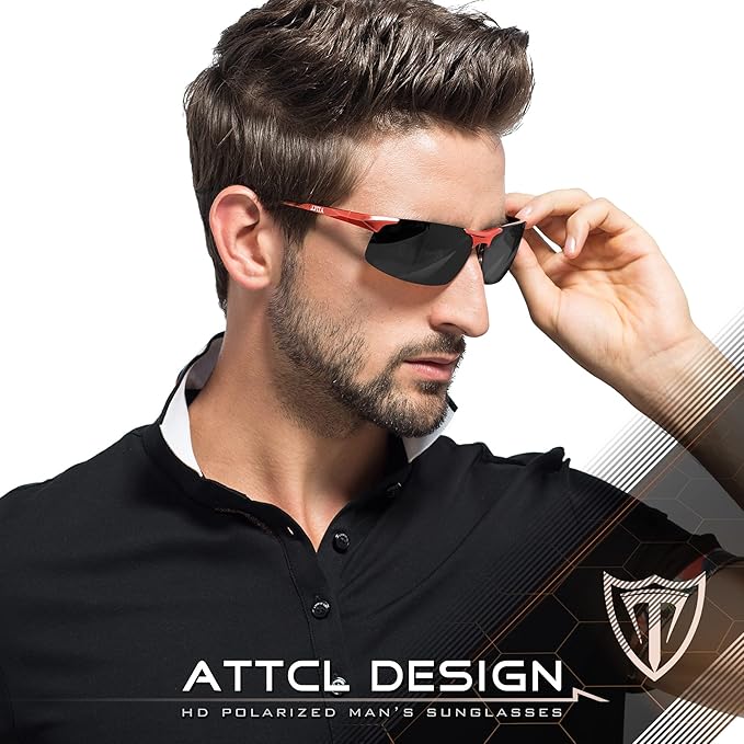 ATTCL Men's Sports Polarized Sunglasses Men for Driving running Fishing Golf - UV Protection Sun glasses Metal Frame