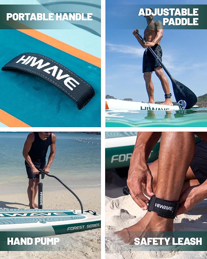 Inflatable Paddle Board 11 '* 34 "* 6" Extra Wide Sup Board, 420lb Capacity Paddle Board for Adults, Suitable for Sea and Lakes, 2+1Family Board