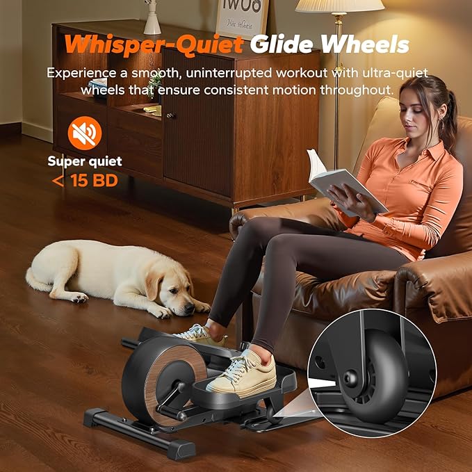 MERACH Sitting Under Desk Elliptical Machine, Leg Exerciser While Sitting for Seniors, Seated Pedal Exerciser, Quiet & Portable Pedal Exerciser with 8 Resistance Levels, Work from Home Fitness