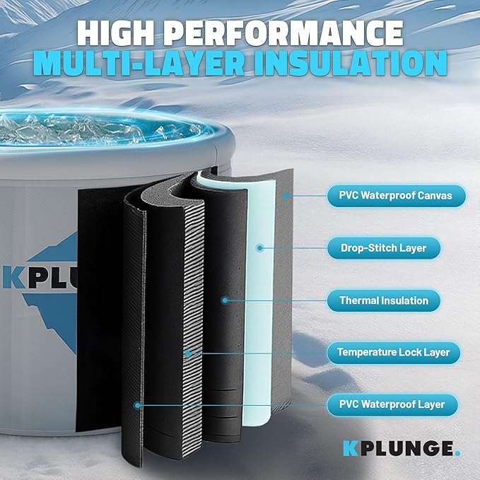 Arctic Fox 39" 1-Person Inflatable Cold Plunge Ice Bath or Hot Tub with 1 HP Chiller and Heater, PVC Insulated Lid, Hand Pump, Repair Kit, 88-Gallon Capacity, Indoor/Outdoor Tub – Gray