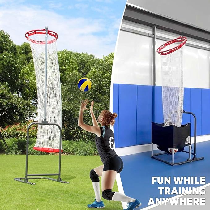 Volleyball Setter Trainer Net Setting Training Equipment Target Practice Indoor or Outdoor, Adjustable Height (4.6 ft-9.8 ft) and Angle for Serving Spiking Drills System