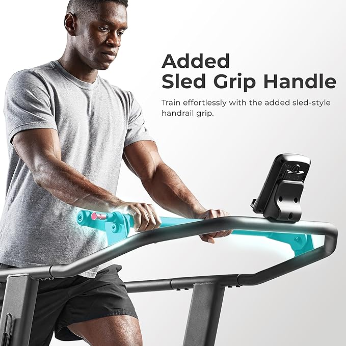 Sunny Health & Fitness Premium Manual Treadmill – Non-Motorized, Heavy-Duty, Commercial-Grade, Adjustable Handlebar, for Endurance Training, Optional 8-Level Magnetic Assistance & Free SunnyFit App
