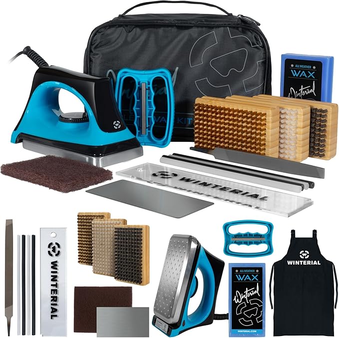 Winterial Snowboard and Ski Tuning Kit, with Iron, All-Temp Snowboard Wax, Angled Edge Tuner File