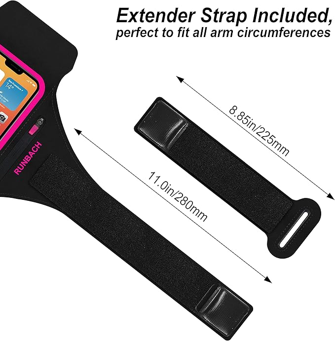 Armband for iPhone 16 Pro Max/16 Plus/15 Pro Max/15 Plus/14 Pro Max/13,12,11,Pro Max/Plus Models,Sport Armband with Zipper Slot for Airpods and Keys (Pink)